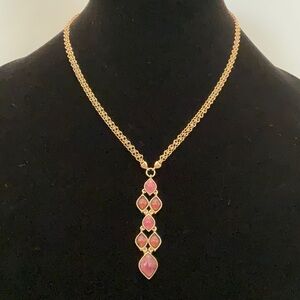 Vintage Gold Tone Purple Cabochon Pendant Necklace